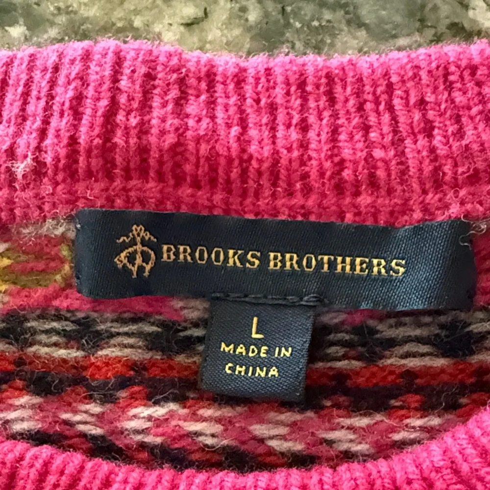 Brooks Brothers Pink Multicolor Crewneck Sweater - Picture 2 of 2